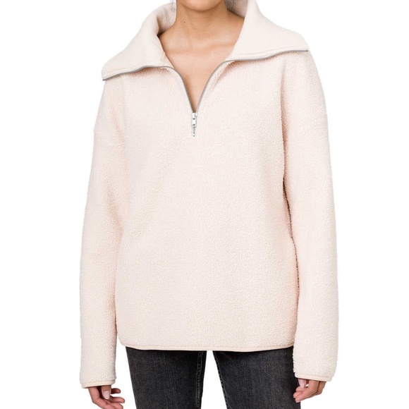 Elle | Size XL | High-Quality Sherpa Quarter-Zip Pullover – Cream - Picture 1 of 9
